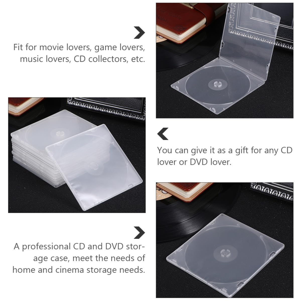 20 Pezzi Custodie per CD Ultra Sottili in Plastica Bianca con Pellicola Trasparente per Protezione e Conservazione Singola Disco, per Casa e Cinema
