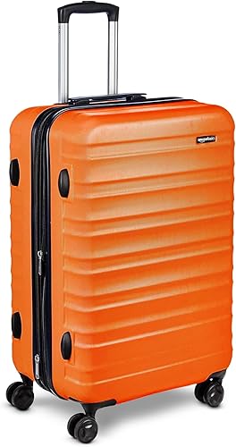 Amazon Basics 26" Hardside Medium Checked Luggage, Expandable Hardshell Suitcase with Wheels, Scratch-Resistant Surface, Four Multi-directional Wheels, Orange Amazon Basics 26" Hardside Medium Checked Luggage, Expandable Hardshell Suitcase with Wheels, Scratch-Resistant Surface, Four Multi-directional Wheels, Orange