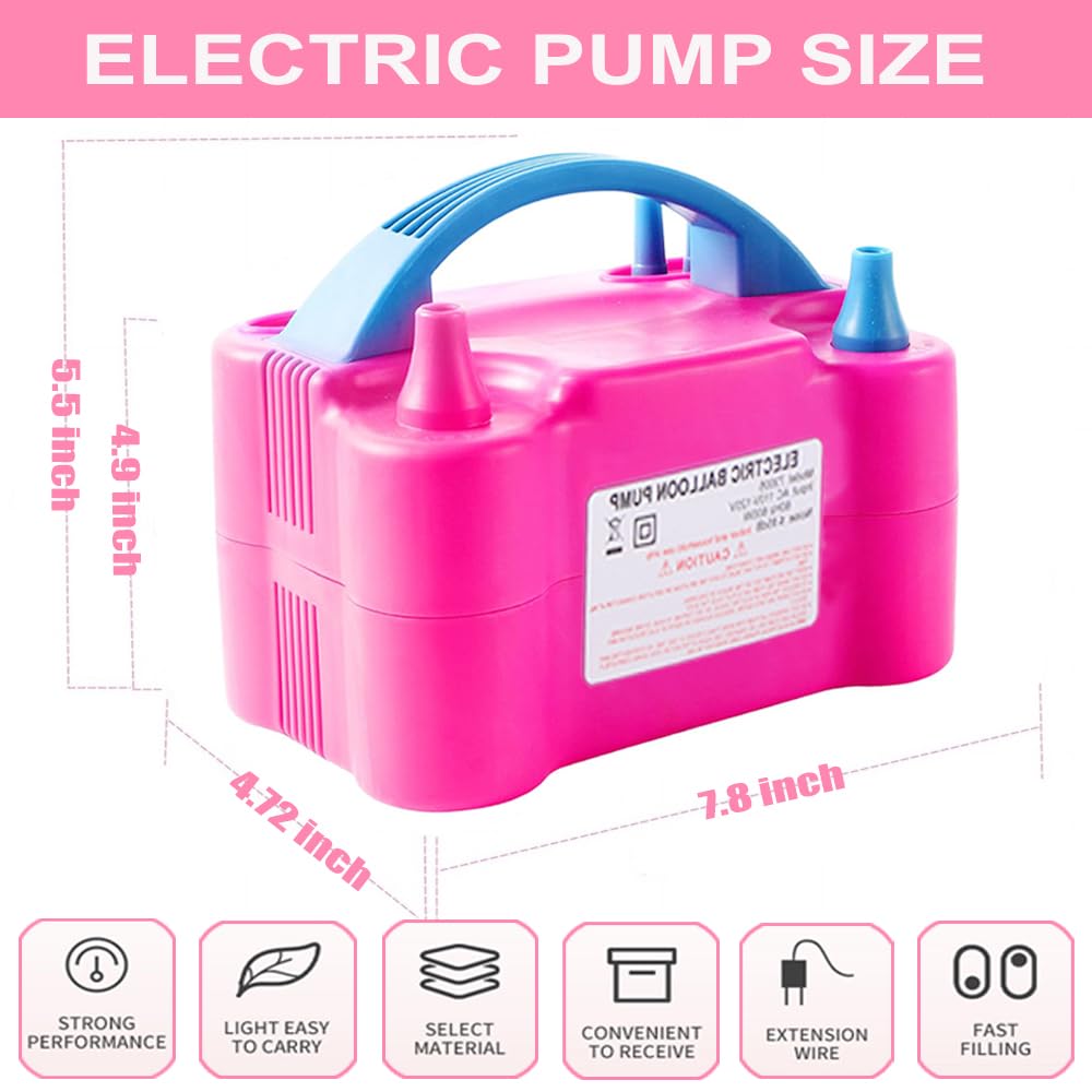 Pompe à ballon électrique, 110 V-120 V, portable à double buse avec drapeaux d'anniversaire, ballons, outils de nouage, etc. pour fête d'anniversaire, décoration de mariage