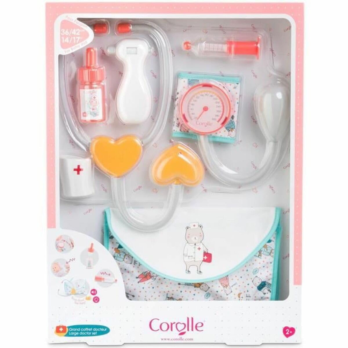 Corolle - Set Dottore, 9000141050, + 2 Anni, per Bambole Cm 36-42, Inclusi 7 Accessori