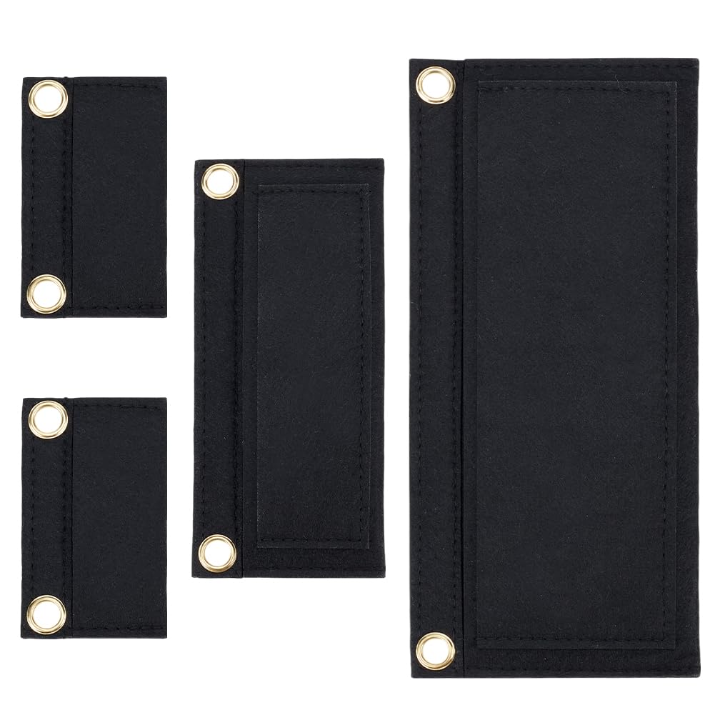 4Pcs Purse Organizer Inserts with Eyelet Pocket Envelope Bag Insert 3 Sizes Crossbody Conversion Liner Felt Wallet Organizer Pouch for Women Clutch Bag Handbag Accessories，Black-image-46