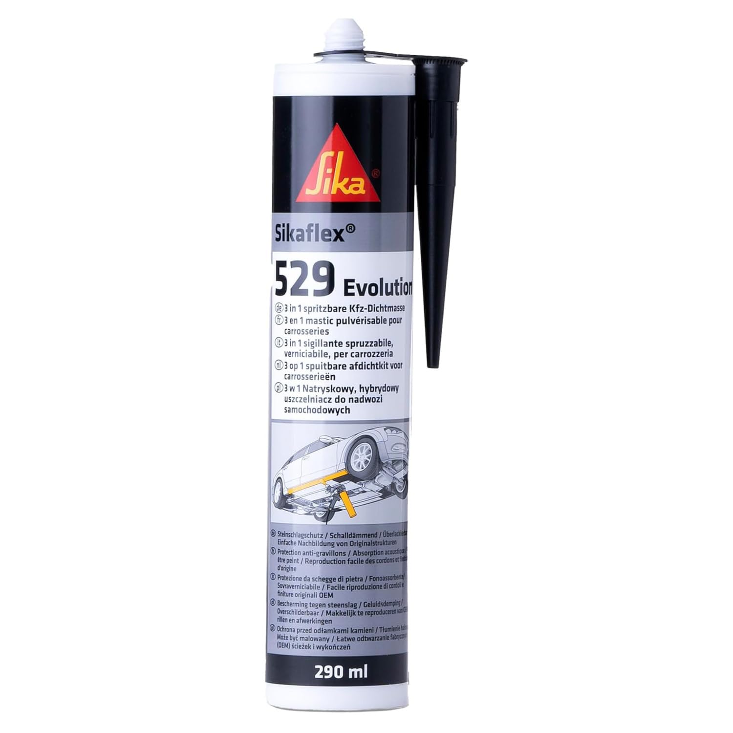 SIKA – Dichtstoff – Sikaflex 529 Evolution Schwarz – ideal für Karosserieabdichtungen – lösemittelfrei – 290 ml