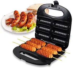 Crepeira Elétrica 6 Cavidades Preta e Inox – Faça Crepes e Hot Dogs em Minutos | Antiaderente, Rápida e Fácil de Limpar – Ideal para Café da Manhã e Lanches