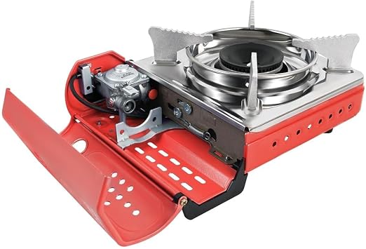 Tekli Mini Portatif Ocak Gaz Stop Emniyetli/Kırmızı (Çanta Hediyeli)