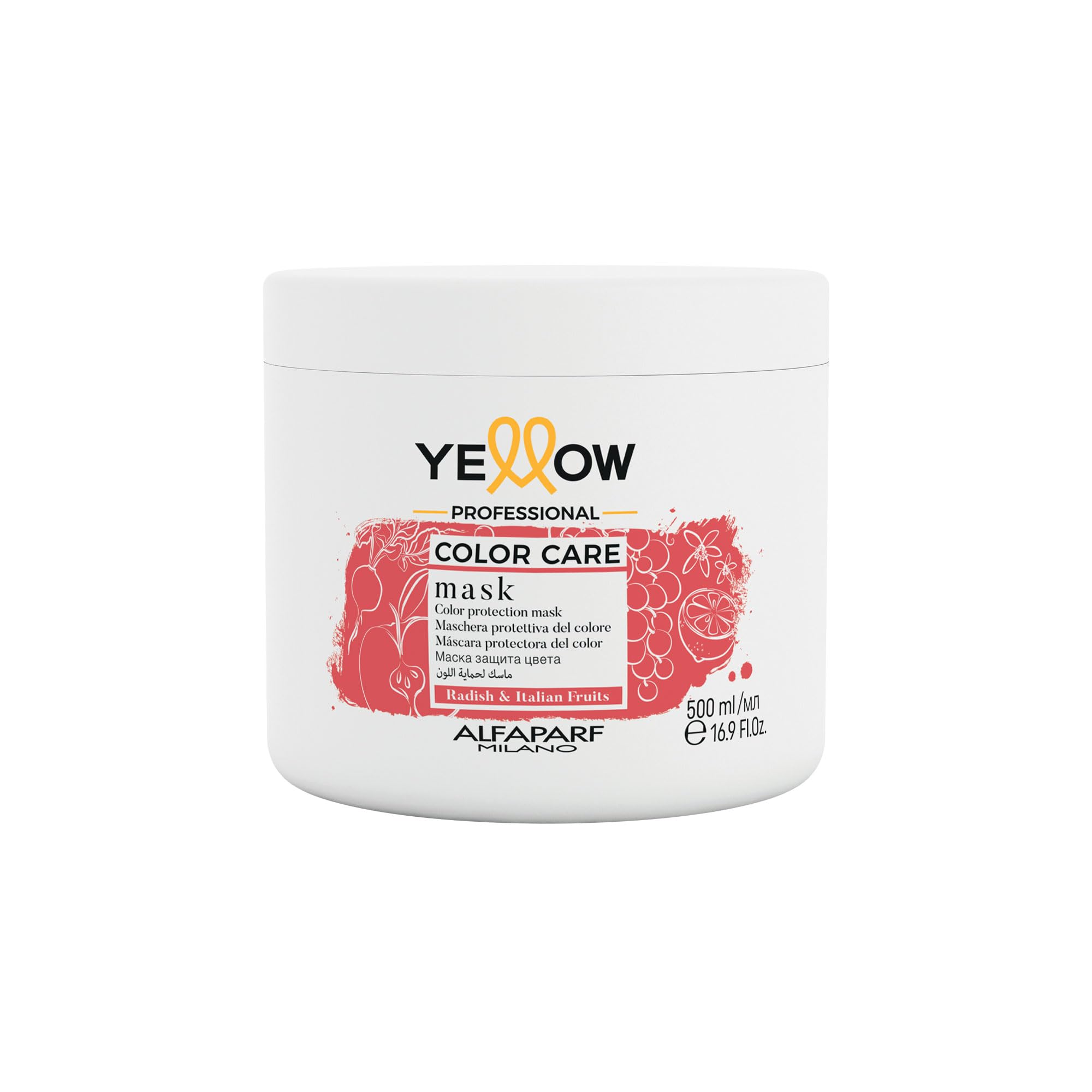 ALFAPARF MILANO Yellow Professional Color care Mask 500ml – Color-Safe Deep Conditioning Treatment for Vibrant, Healthy Hair, Prevents Fading & Enhances Color-Treated, Bleached, and Damaged Hair