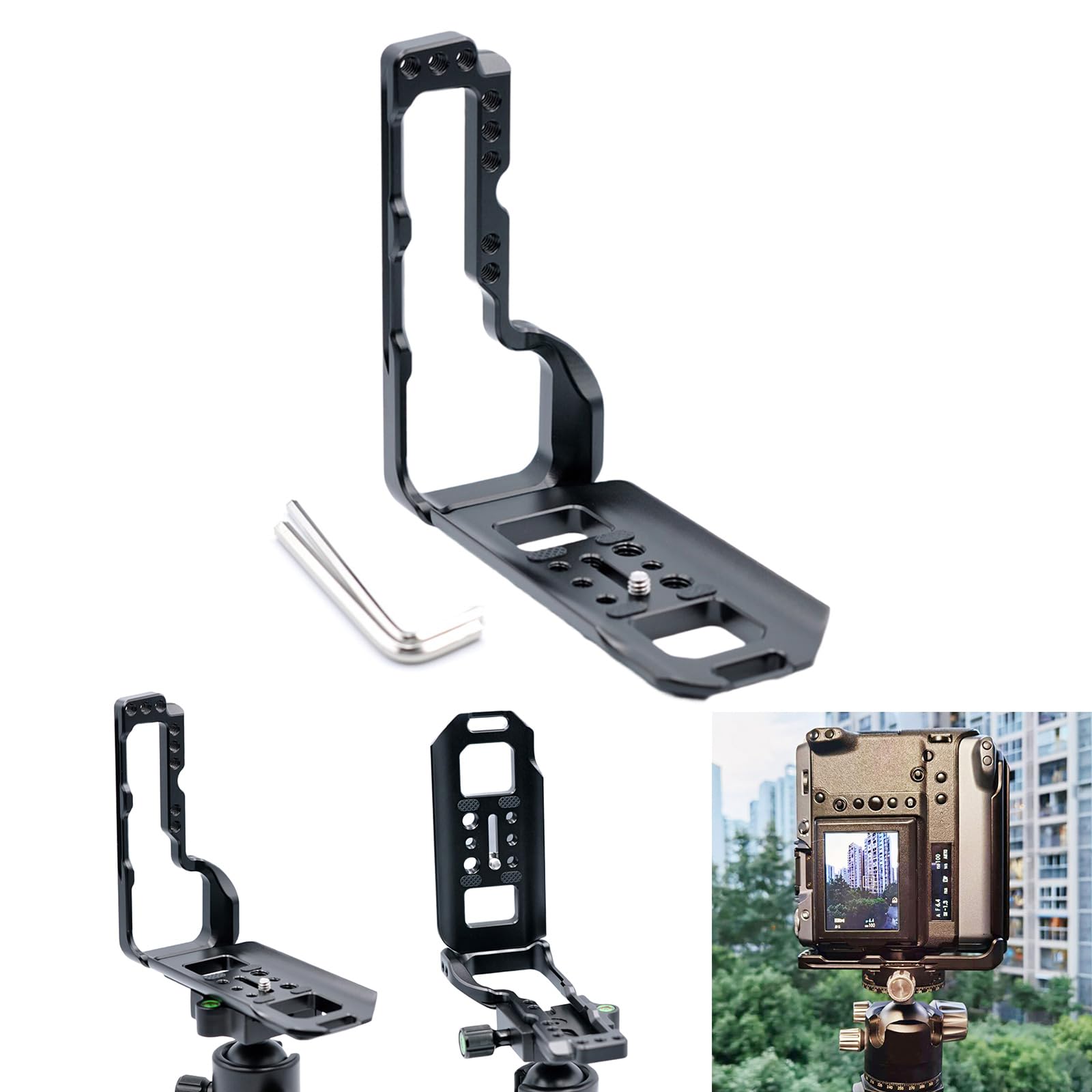 Universals Gabbia per fotocamera in lega di alluminio Piastra G a sgancio rapido per GFX100 Ergonomica per Studio Fotografia Gear Gabbia per fotocamera in lega di alluminio