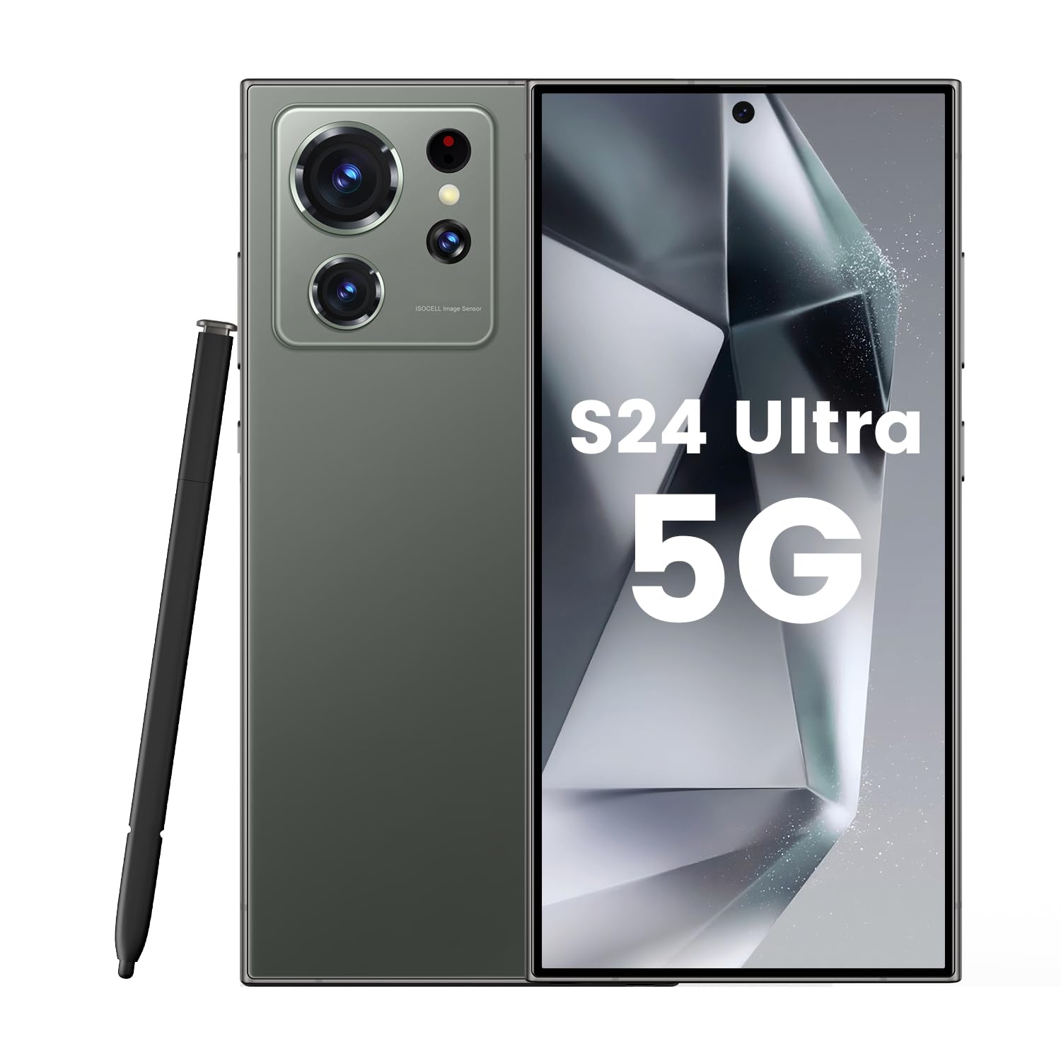 S24 Ultra Smartphone Unlocked Cell Phones with Built-in Pen 8+256GB Android 13 Phones 6.8" HD Screen Dual SIM 108MP+48MP Camera 6800 mAh (Green)