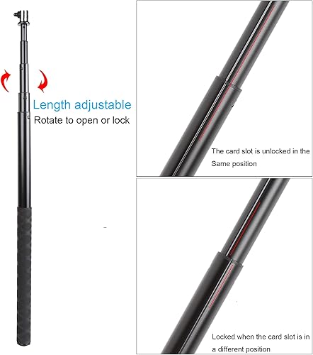 Miniatura 3 de Palo selfie de 79 pulgadas de largo para GoPro 13/12 11 10 9 8 7 6 5 Blcak 4 Silver Go Pro Max Session, DJI Osmo Action 5 4 3 2, AKASO, cámaras