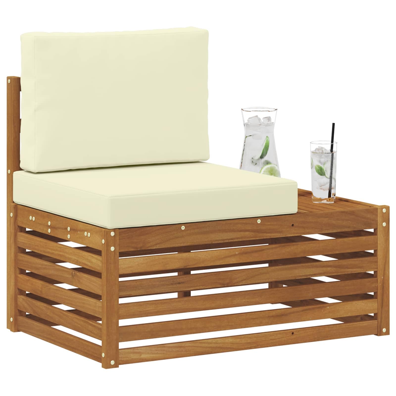 vidaXL Sofá Modular de Exterior con cojín Natural 91 x 63 x 73 cm