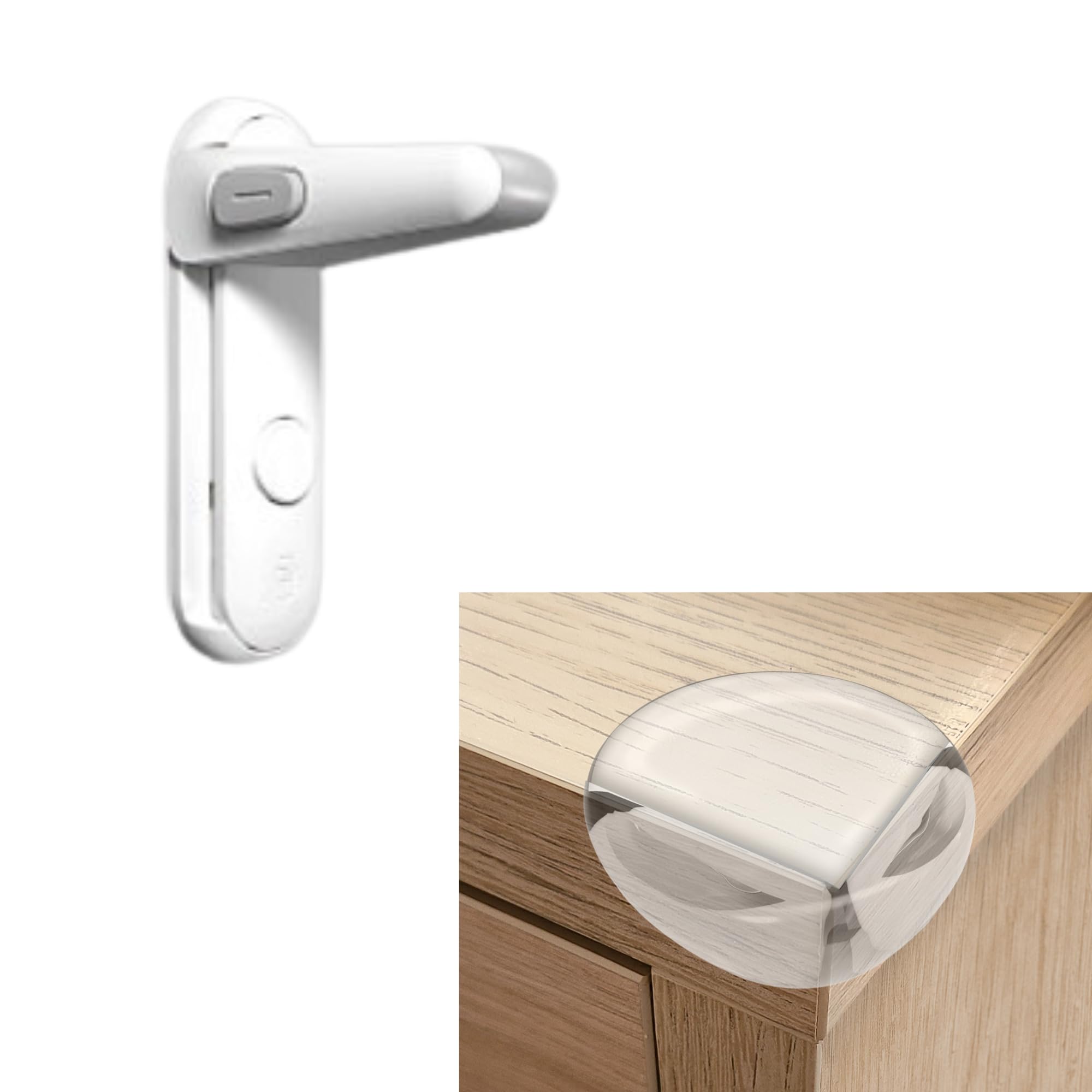 Baby Proof Door Lever Lock & Corner Protectors for Child Safety, Strong Adhesive Tapes Included,Easy to Use,No Tools Needed by Heart of Tafiti