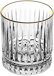 LYOR - Copo de Cristal com Fio de Ouro Deli Diamante 330ml - Ideal para Whisky e Destilados Finos