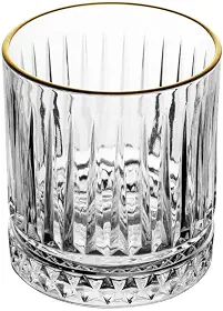 LYOR - Copo de Cristal com Fio de Ouro Deli Diamante 330ml - Ideal para Whisky e Destilados Finos
