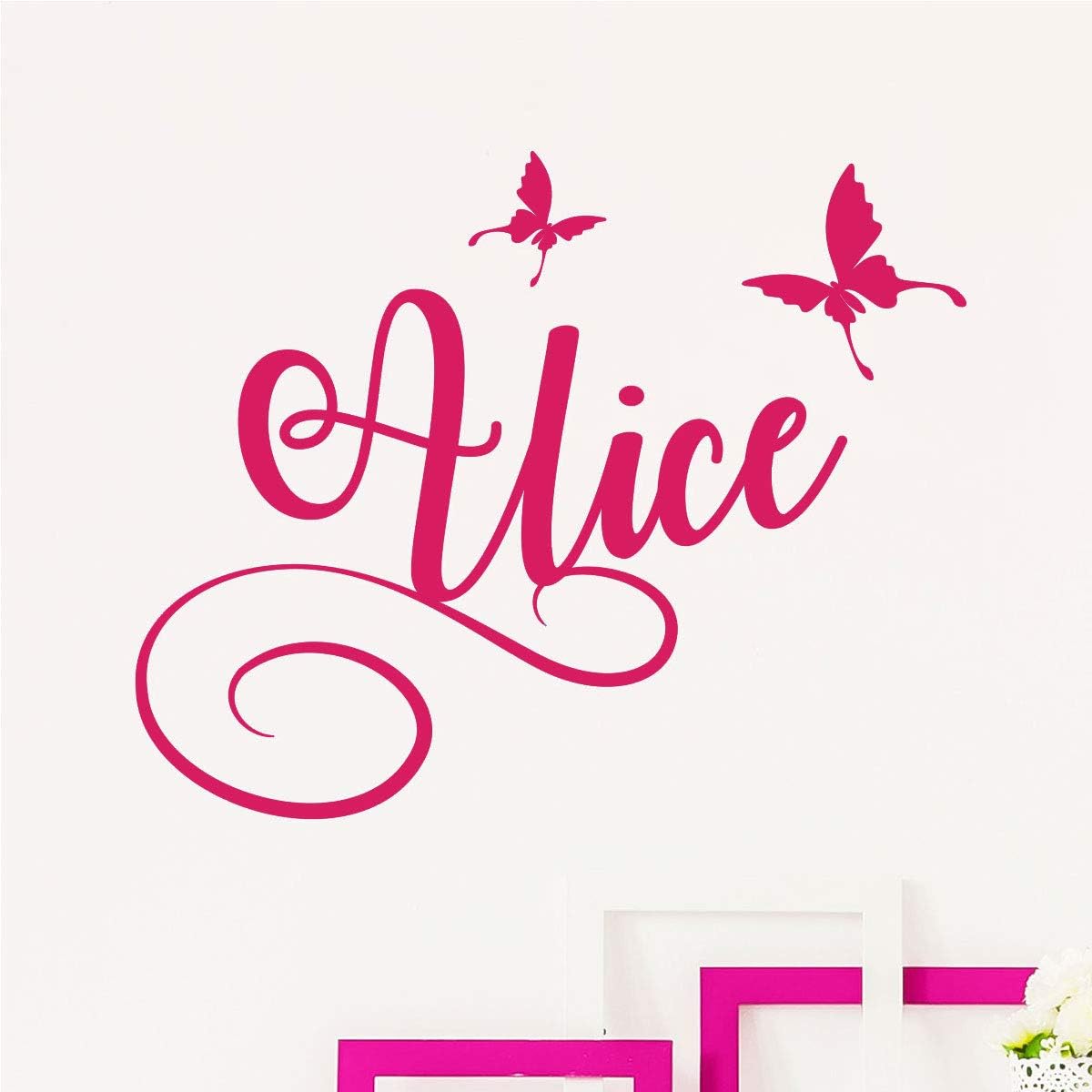 Personalised Name Stickers | Personalised Name Sticker - Wall Decoration Children's Room | 2 Sheets of 5 x 10 cm and 50 x 30 cm - Fuchsia