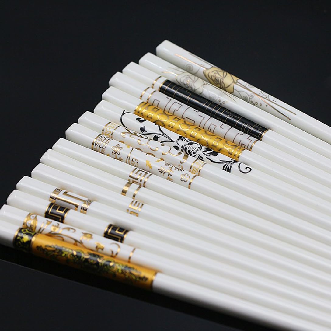 ZHOUXIAO Cadeau De Baguette en Porcelaine Premium, 1 Paires Chine Céramiques D'os De Haute Qualité Choissistes Réutilisables, Cadeau Élégant Traditionnel Chinois, Lave-vaisse O