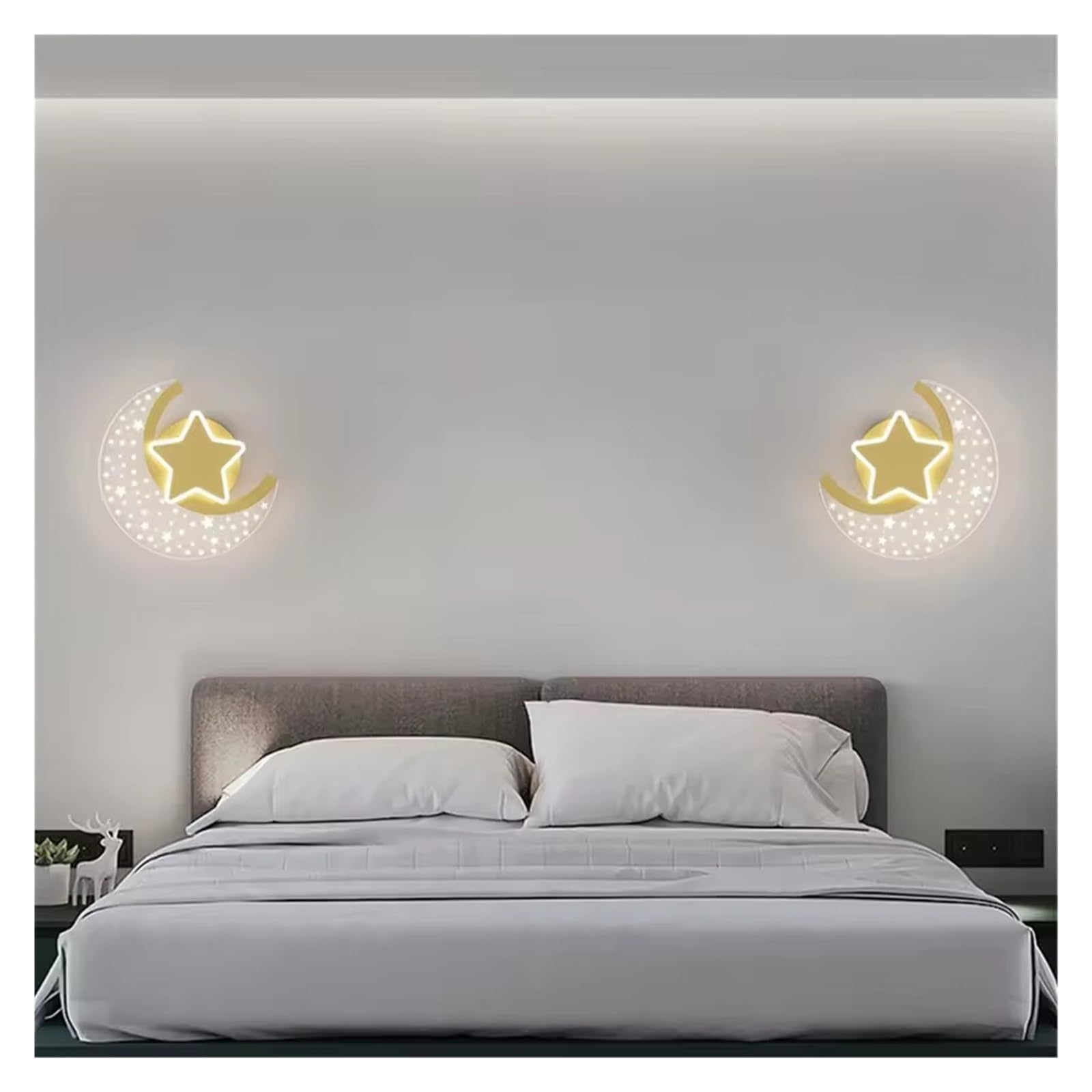 Akrylowa lampa ścienna LED gwiazda księżyc do pokoju dziecięcego, kreatywna lampka nocna kinkiet do przedpokoju i sypialni, pomoc w zasypianiu dziecka, nowoczesne oświetlenie wystroju domu