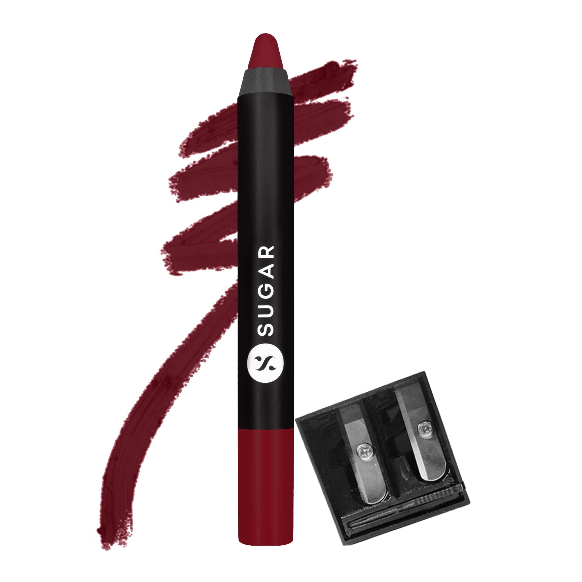 SUGAR CosmeticsMatte As Hell Crayon Lipstick 03 Poison Ivy (Wine) with free sharpener, 2.8 gm