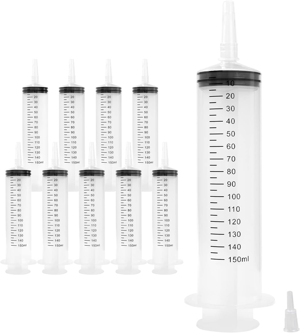 10 Pack 150ml Large Syringe with Cap,Plastic Liquid