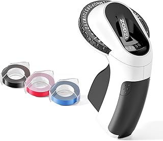 Zodzi Embossing Label Maker Machine with Tapes, Embosser Handheld Label Machine, Vintage Label Maker Embossed Labeler with 3 Rolls Emboss Tapes for Home DIY Crafting - Black