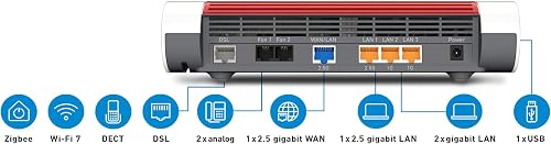 FRITZ!Box 7690, Modem Router Wi-Fi 7 Dual Band (2.4 GHz, 5 GHz) fino a 7.000 Mbit/s, per FTTC VDSL FTTH con ONT, 1x Wan 2,5 Gb, 1X Lan 2,5 Gb, 2X Lan Gb - 3