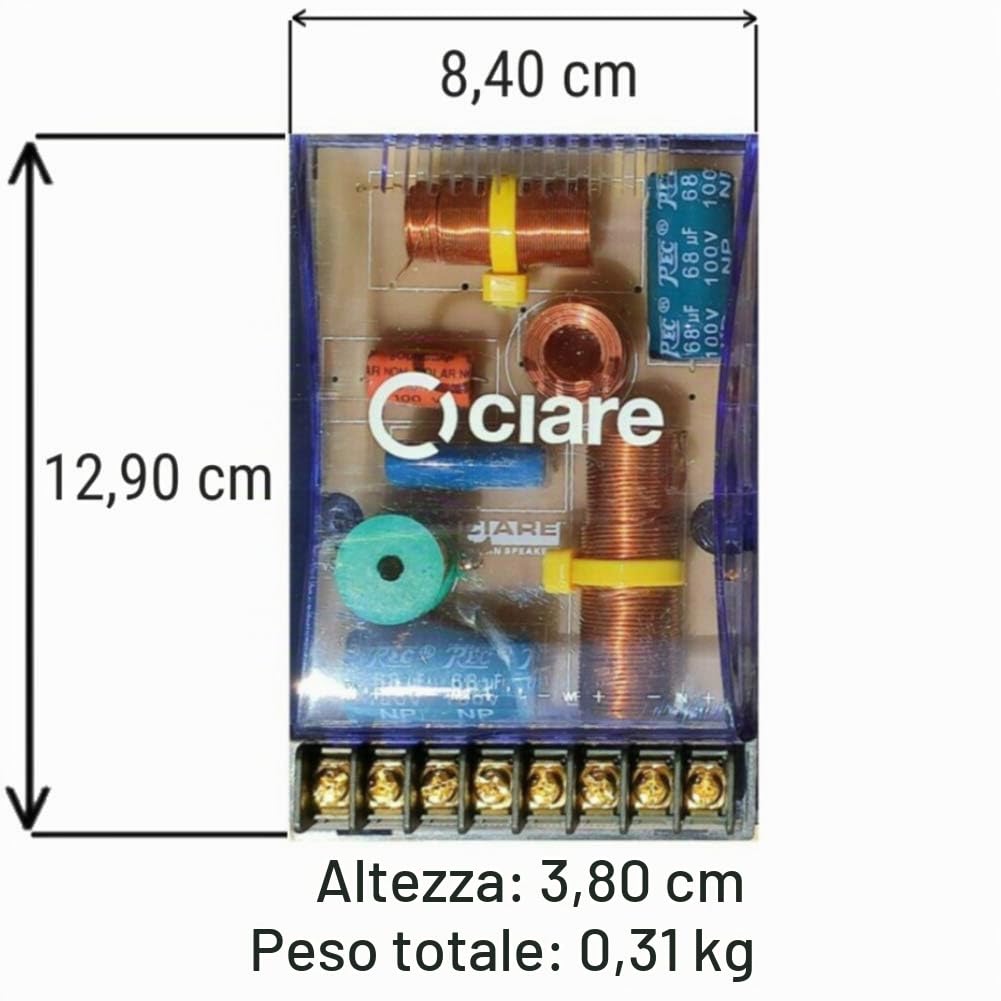 2 CIARE CF311 crossover passivi 4 ohm 160 watt rms predisposizione auto per sistema a 3 vie woofer midrange tweeter porte portiere sportelli, coppia + 5 sticker omaggio