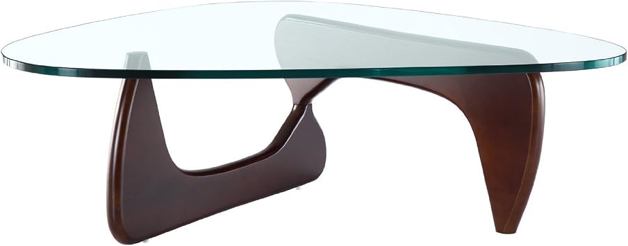 EMODERN FURNITURE eMod - Noguchi Triangle Coffee Table Glass Top Dark Walnut