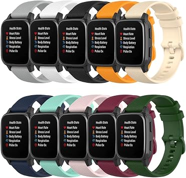 Compatible for Garmin Venu/Venu Sq, 20mm Width Silicone Replacement WatchBand Strap Band Wristband for Garmin Venu/Venu Sq/Vivoactive 3/Forerunner245/Forerunner645