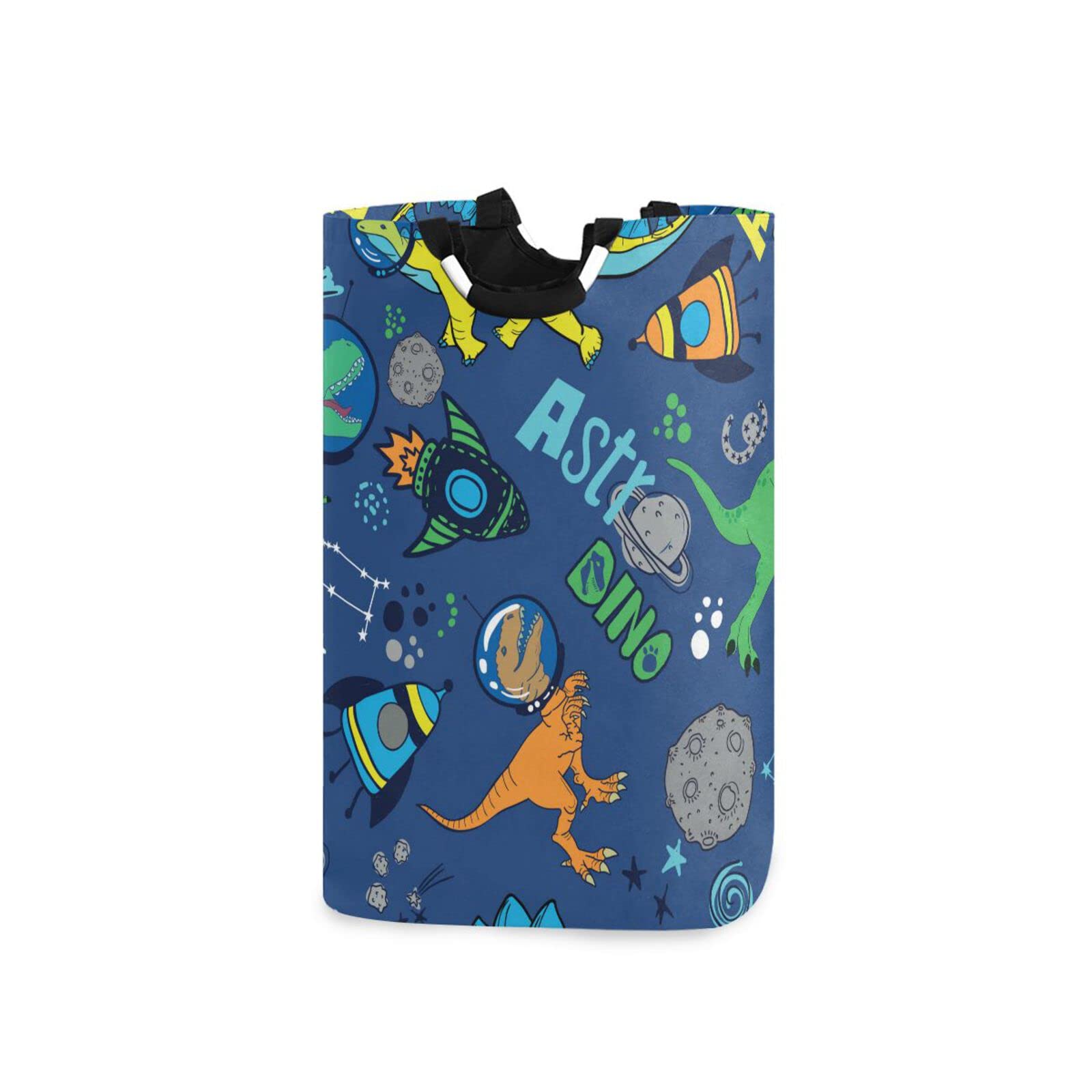 PUBDSKBLDE Large Laundry Basket Collapsible with Handles Dinosaurs in Space Waterproof Freestanding Laundry Hamper Dirty Clothes Basket Foldable for dirty clothes toy gift Organizer