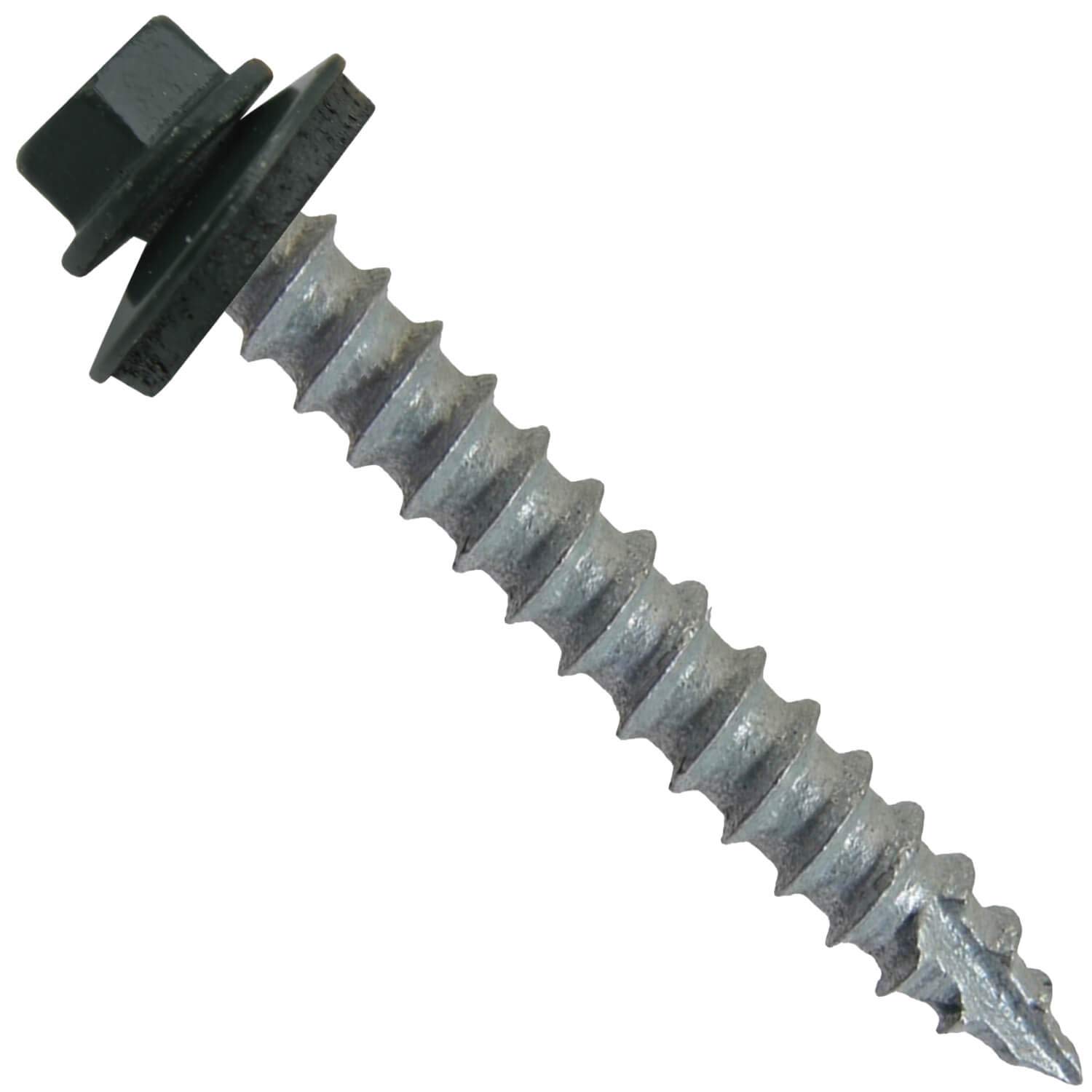#14 Metal ROOFING SCREWS (250) Screws x 2" HARTFORD GREEN Hex Head Sheet Metal Roof Screw. Self starting/tapping metal to wood sheet metal siding