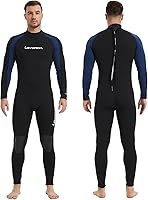 Lemorecn Men's 3/2mm Full Wetsuit Front Zip - Neoprene for Surfing, Diving, Snorkeling, Swimming | Warm & Durable