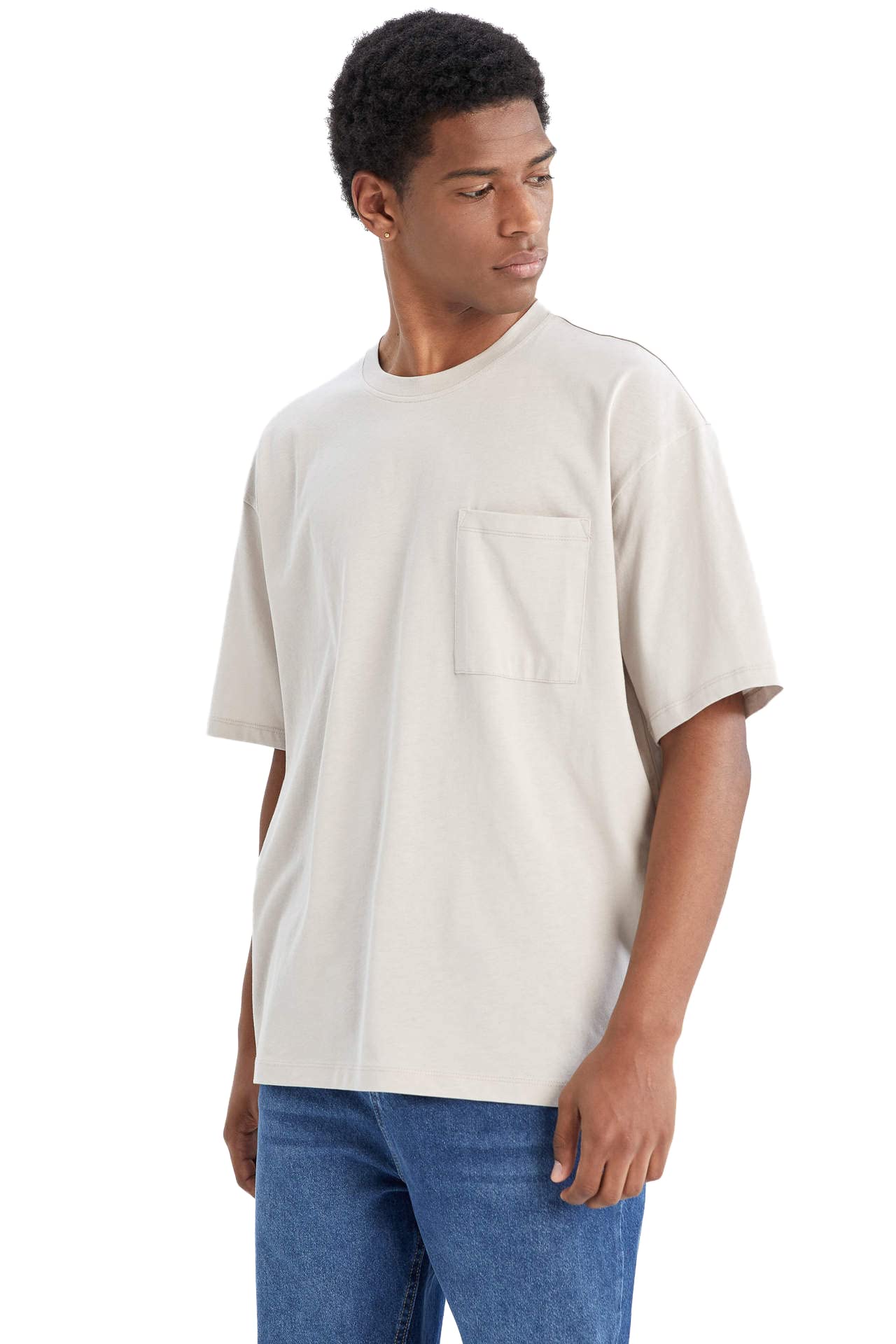 Erkek Oversize Fit Bisiklet Yaka Basic Kısa Kollu Tişört
