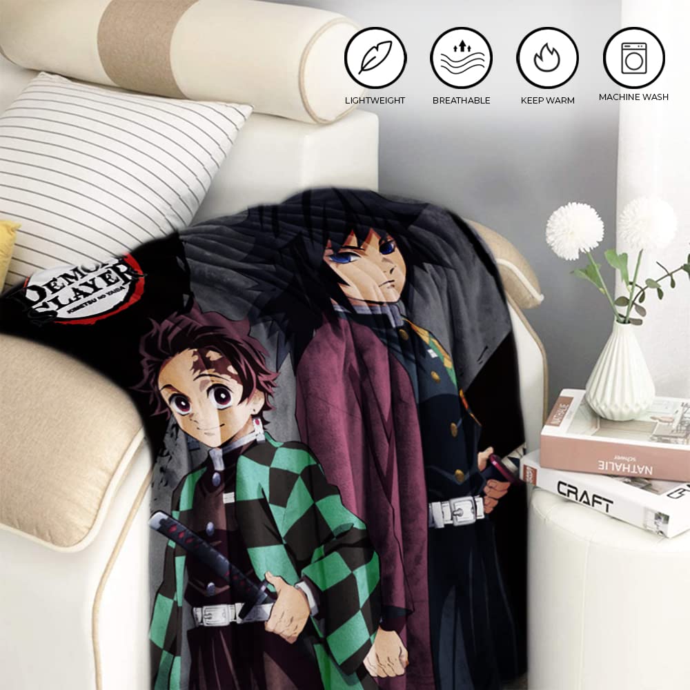 Amazon.com: JUST FUNKY Demon Slayer Tanjiro Fleece Blanket | Blanket  Featuring Tanjiro, Tomioka Demon Cops : Home u0026 Kitchen