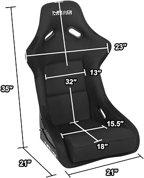 NRG Innovations NRG-FRP-300BK Fiber Glass Fixed Back Bucket Racing Seat (Large), 4/5 pt Harness Compatibility, Black Seat Cover, 23W X 18 D X 35 H