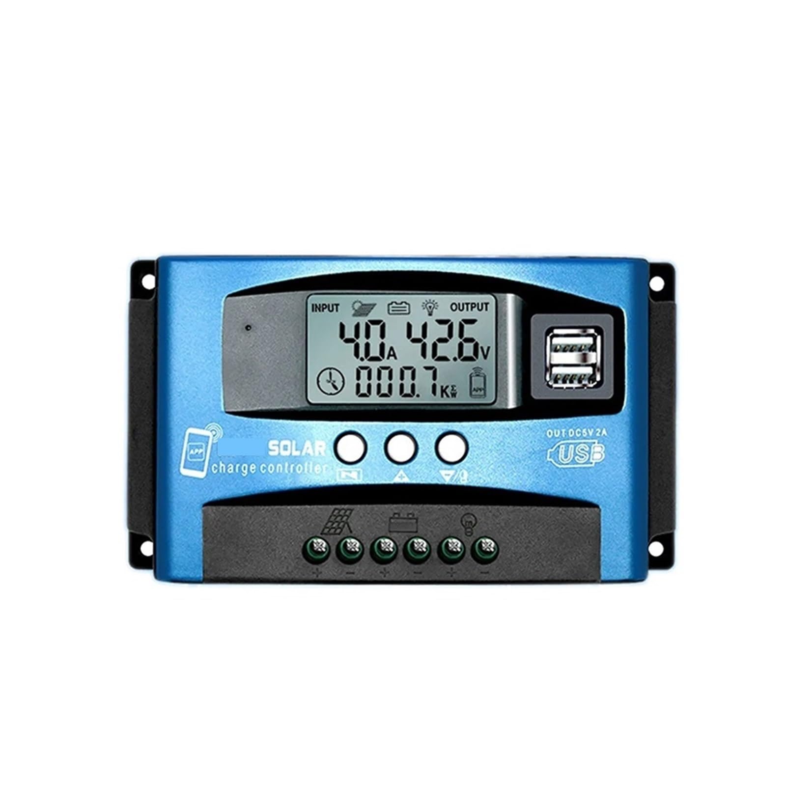 Mjfvn 12V24v Solar Charge Controller Auto Dual Usb Load Discharger Solar Panel Regulator Lcd Display(60A)