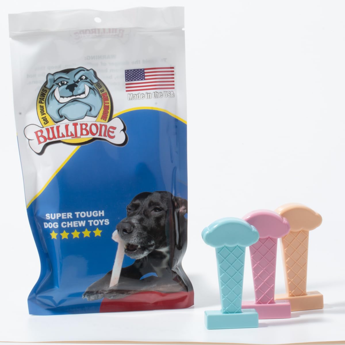 Bullibone Brusher: Cepillo de dientes de perro, cepillo de dientes de perro, juguete masticable de nailon de larga duración para el cuidado bucal y la salud dental para perros pequeños y cachorros
