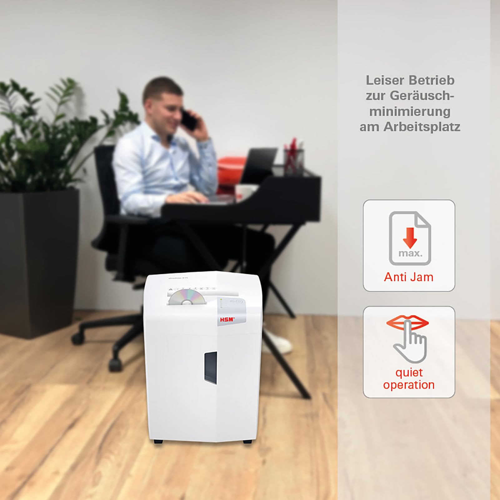 HSM shredstar X15 niszczarka dokumentów, poziom bezpieczeństwa P-4, 15 arkuszy (cięcie cząstek) z niszczarką CD, 4 x 37 mm