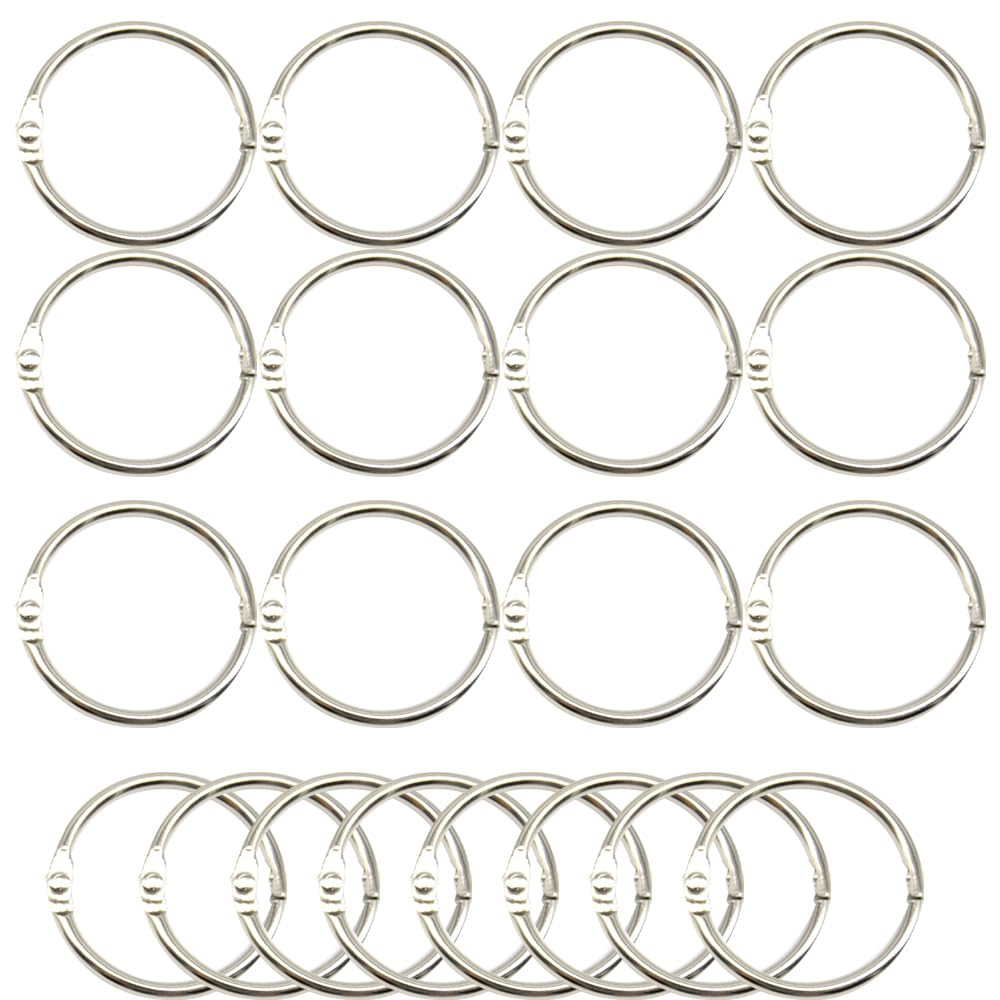 Yosawo 20 Pack Book Binder Rings Metal Loose Leaf Binder Rings for Flash Cards, Index Cards and Loose Paper, Key Rings（25mm）