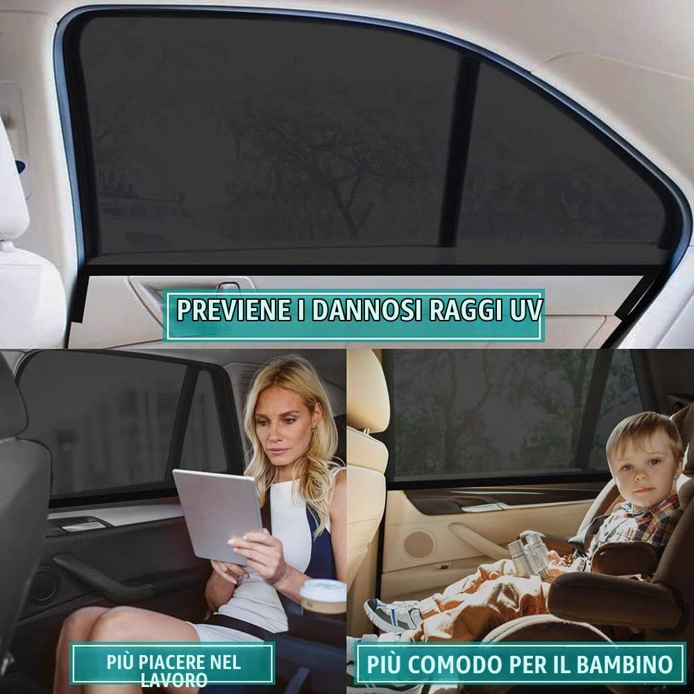 REDOVO Tendine Parasole Auto, per Peugeot 3008 2016-2023 su Misura Contro Protezione Raggi UV Intimità Pieghevole Portabile Decorare,2 Rear Window