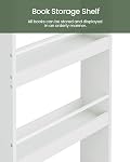 Nursery Book Shelves for Wall, 4-Tier Kids Bookshelf Wall Mounted, Floating Children's Bookcase for Kids Room, Playroom, Nursery, 39.8 x 15 x 114.5 cm White MCW04WB