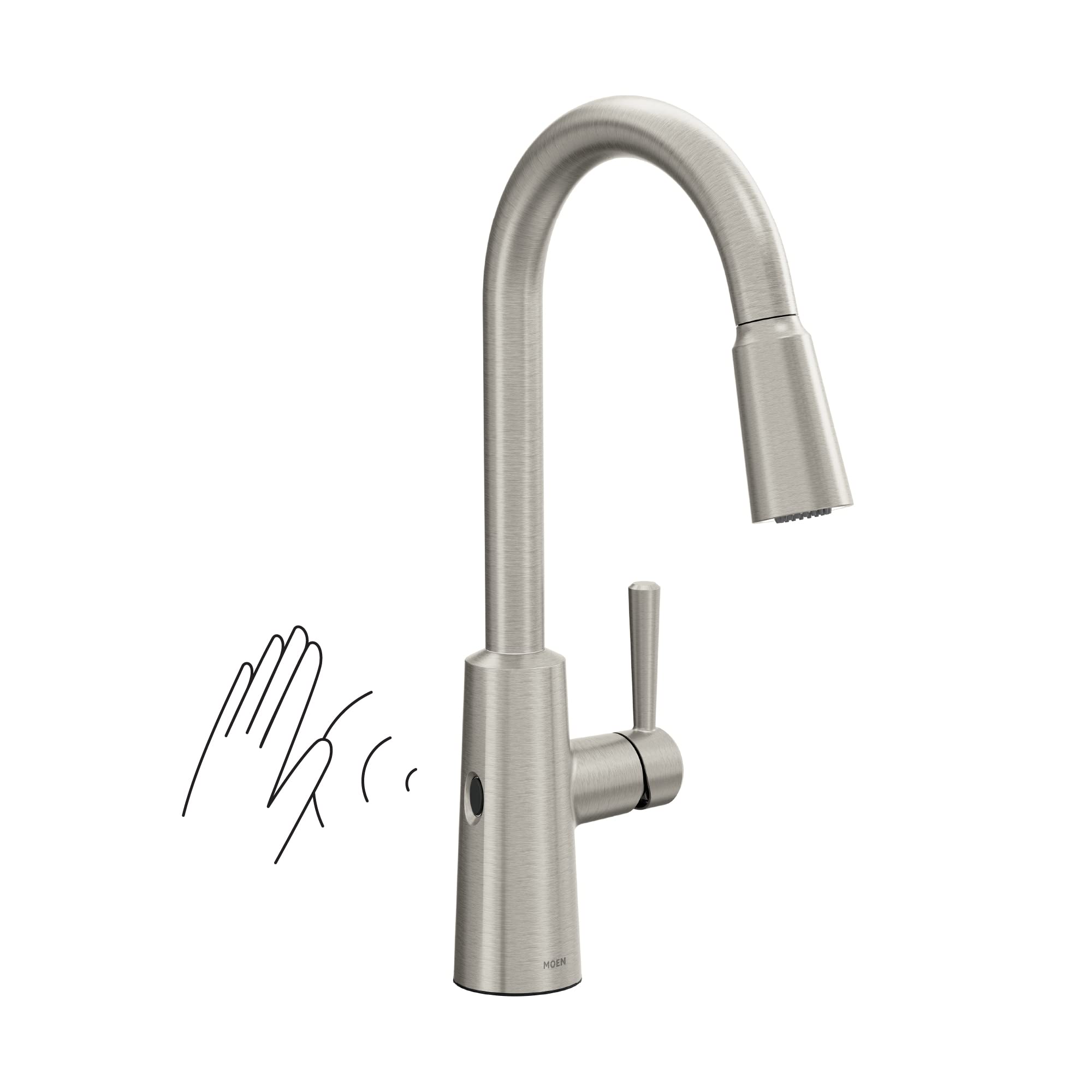 Moen 7402EWSRS Riley Single Handle High Arc Pull Down Kitchen Faucet, Spot Resist Stainless