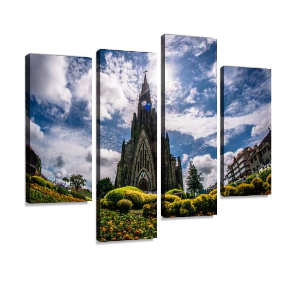 4 Panel catedral de canela, serra gaucha, rio grande do sul, brazil Canvas Pictures Home Decor Gifts Canvas Wall Art for your Living Room