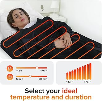 Portable Sauna Blanket with Arm Sleeves for Ultimate Flexibility - Far Infrared Sauna Blanket for Detoxification with 10x Bonus Thermal Blankets - Infrared Saunas for Home, 113-176℉