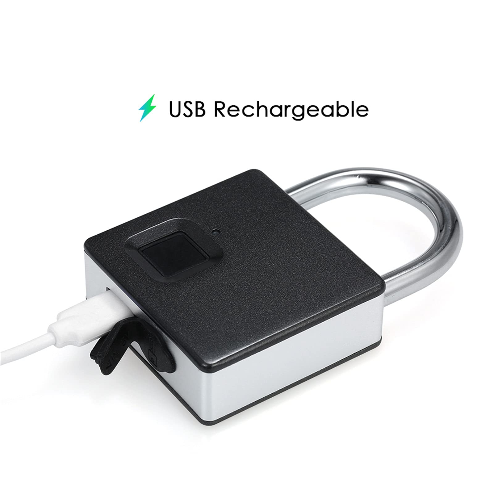 Candado Inteligente con Huella Dactilar Lock de huellas dactilares inteligente Huellas digitales Puerta for candado Garage para Seguridad(Schwarz)
