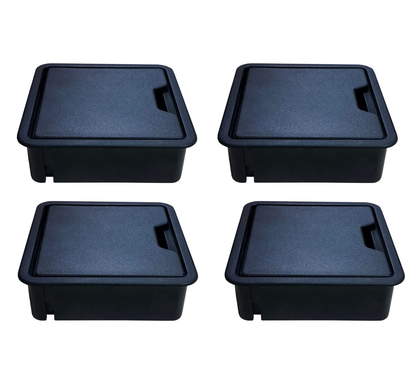 Unimaple Square Desk Cable Grommet (Pack of 4) | ABS Plastic Cable Management Grommet | Black Cable Hole Cover for Office Desk, Computer Table & Workstation (86 mm/3.3-inch, Black)-image-8