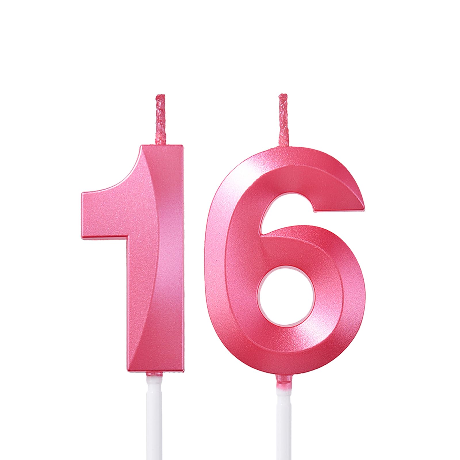 Bailym 16th Birthday Candles,Pink Number 16 Cake Topper for Birthday Decorations Party Decoration (Pink)
