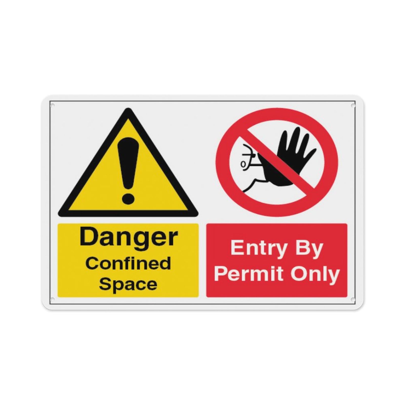 peiyeety Danger Confined Space Entry By Permit Only Aluminum Tin Warning Signs For Home Outdoor Garden 12X16 Inches