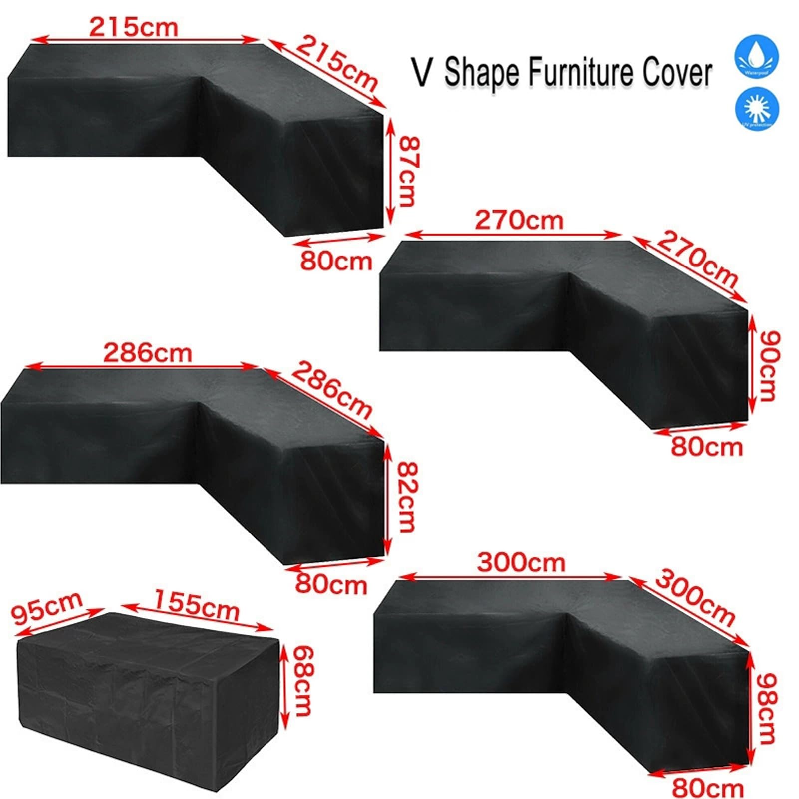 Funda sofá V terraza tela Oxford 210D con cubierta mesa centro