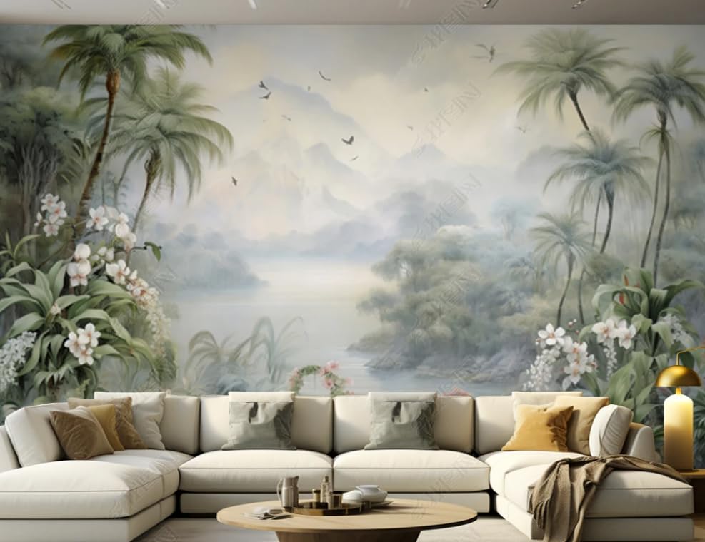 Forêt de végétation tropicale en poster géant mural pour créer un salon exotique