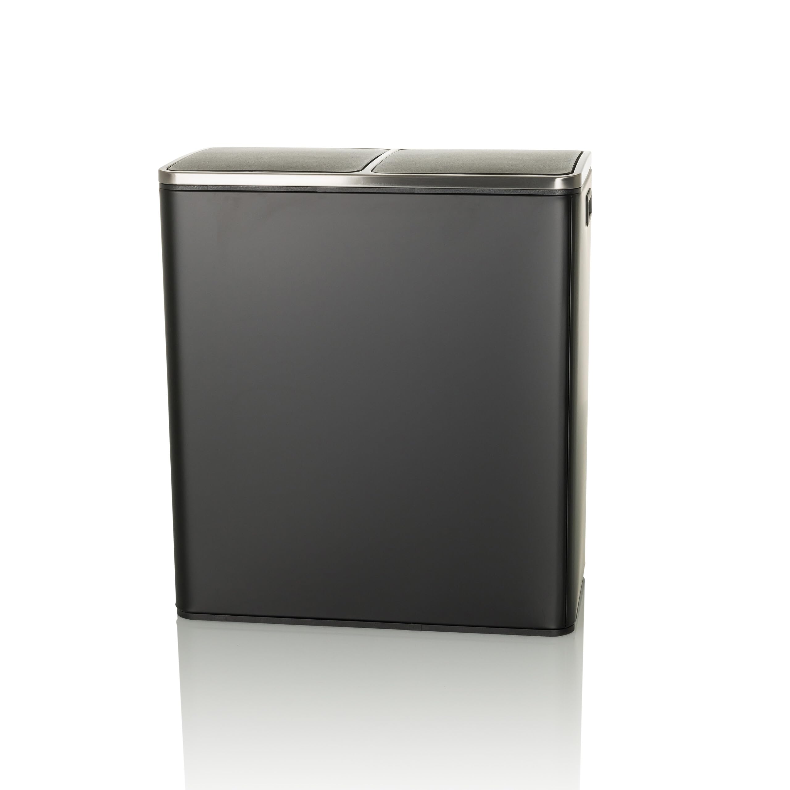 HJH Office Kosz na śmieci 2 x 30 l CLEAN XI System oddzielania śmieci z 2 przegródkami, kosz nożny z amortyzowanym zamknięciem, czarny metal