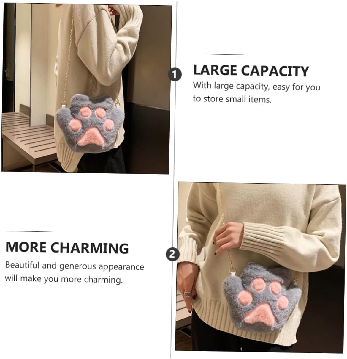 VALICLUD Cartoon Plush Crossbody Bag for Women Cute Storage Bag for Shopping Travel Daily Use and Stylish Plush Material Boy Girl and Teens