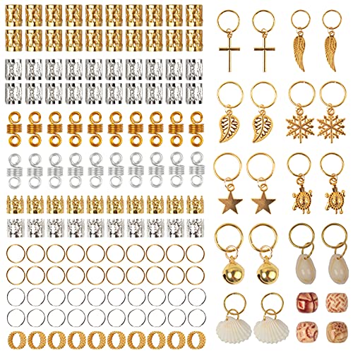 Niseyo Gold Hair Accessories 200 Pieces Loc Jewelry for Box Braids Dreadlocks Butterfly Locs